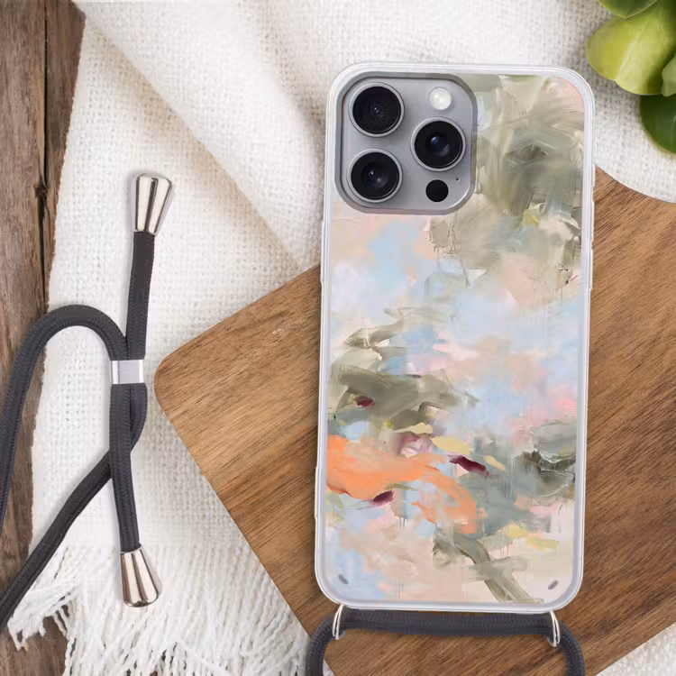 Abstract - Borstelstreken - Kunst - Modern - Pastel Hoesje iPhone 16 Pro Max met koord klein -sfeer4