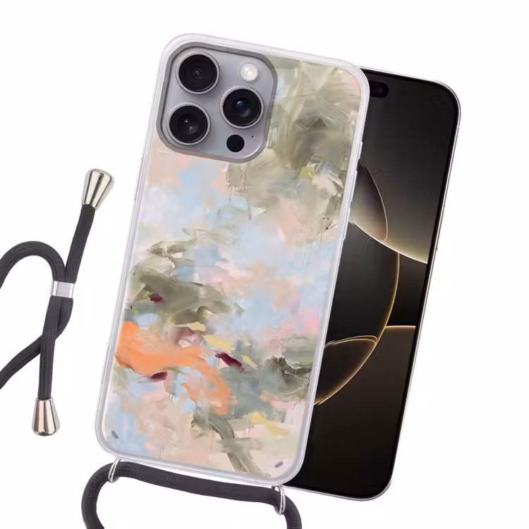 Abstract - Borstelstreken - Kunst - Modern - Pastel Hoesje iPhone 16 Pro Max met koord klein -sfeer1