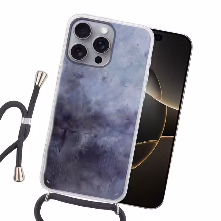 Abstract - Kwaststreken - Modern - Kunst - Grijs Hoesje iPhone 16 Pro Max met koord klein -sfeer1