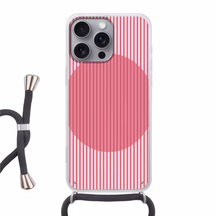 Abstract - Strepen - Ovaal - Roze - Modern Hoesje iPhone 16 Pro Max met koord klein -3d