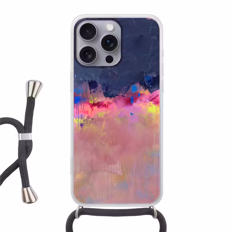 Abstract - Textuur - Kleuren - Modern - Roze Hoesje iPhone 16 Pro Max met koord klein -3d