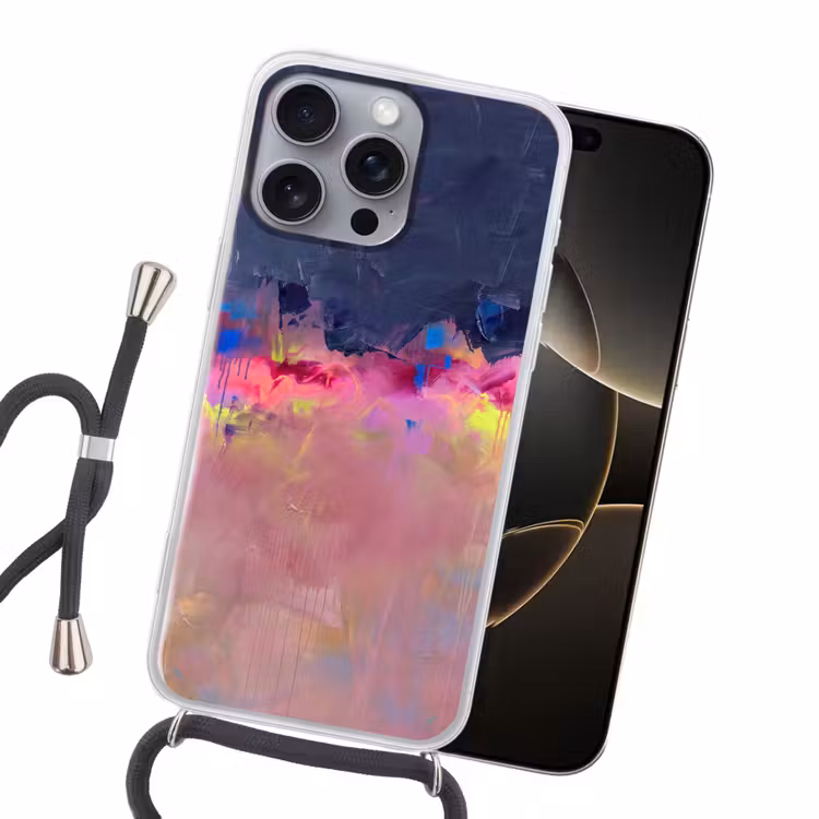 Abstract - Textuur - Kleuren - Modern - Roze Hoesje iPhone 16 Pro Max met koord klein -sfeer1