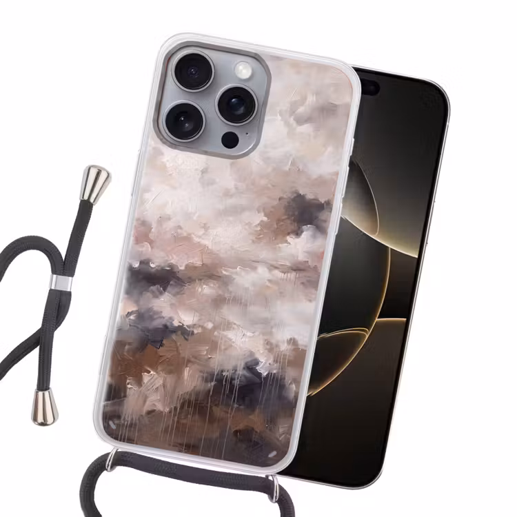 Abstract - Textuur - Kunst - Modern - Beige Hoesje iPhone 16 Pro Max met koord klein -sfeer1