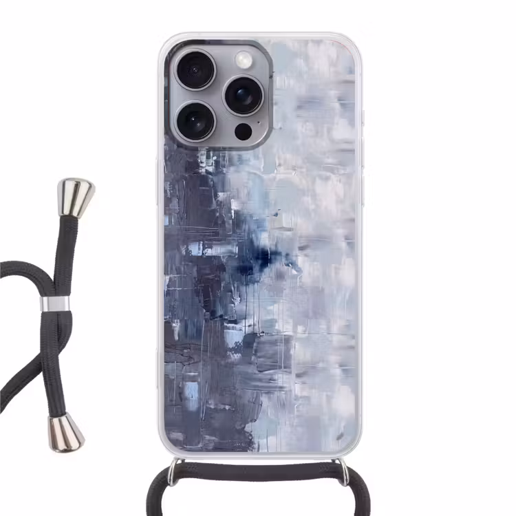 Abstract - Textuur - Kunst - Modern - Blauw Hoesje iPhone 16 Pro Max met koord klein -3d