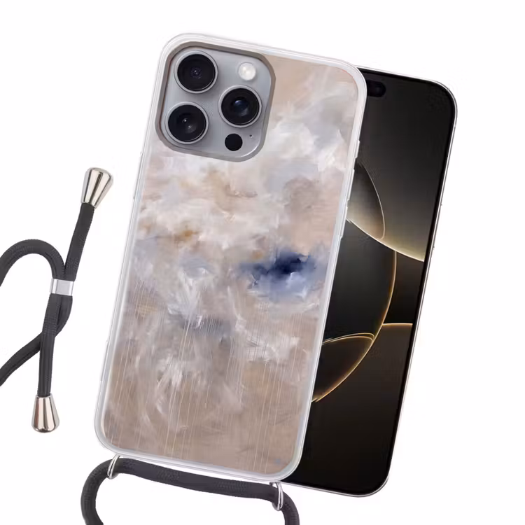 Abstract - Wolken - Sfeer - Modern - Beige Hoesje iPhone 16 Pro Max met koord klein -sfeer1