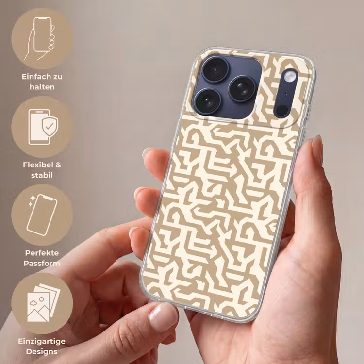 Modern - Abstract - Beige Telefoonhoesje iPhone 17 Pro klein 878 -sfeer3_DE