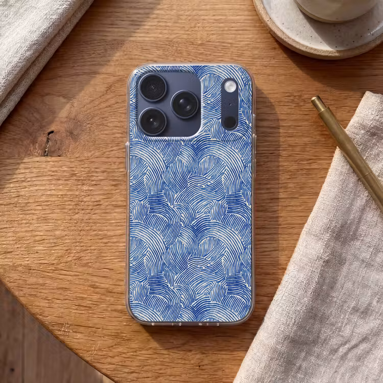 Modern - Abstract - Blauw Telefoonhoesje iPhone 17 Pro klein 878 -sfeer1