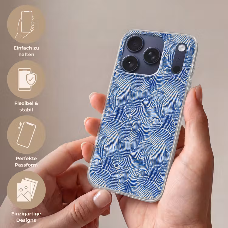 Modern - Abstract - Blauw Telefoonhoesje iPhone 17 Pro klein 878 -sfeer3_DE
