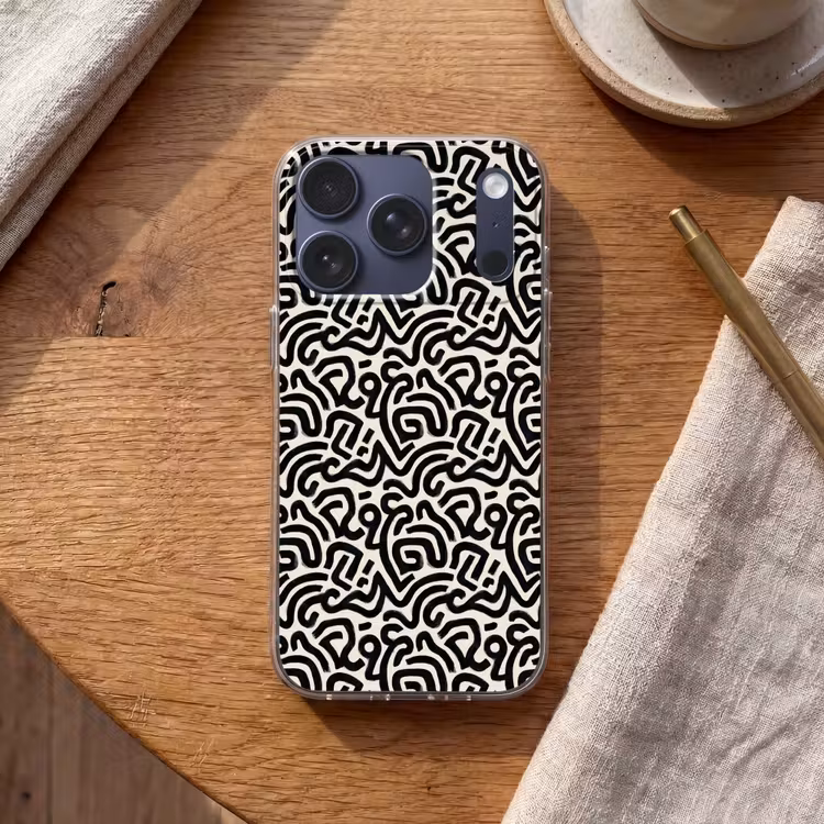 Modern - Abstract - Zwart Telefoonhoesje iPhone 17 Pro klein 878 -sfeer1