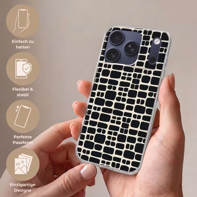 Modern - Organisch - Zwart Telefoonhoesje iPhone 17 Pro klein 878 -sfeer3_DE