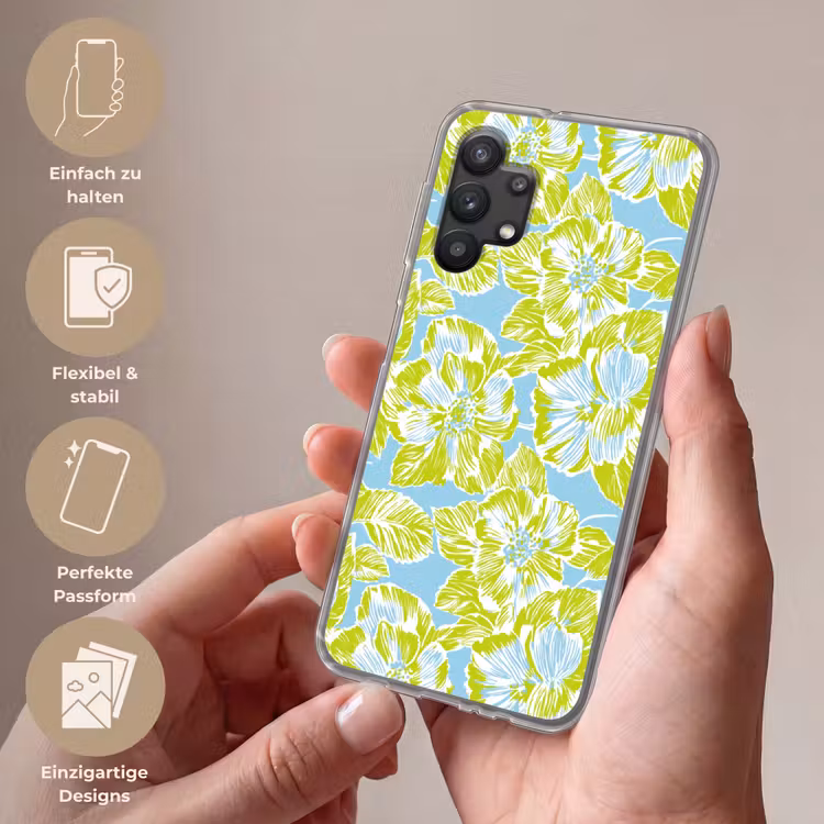 Modern - Bloemen - Groen Telefoonhoesje Samsung Galaxy A32 5G klein 346 -sfeer3_DE
