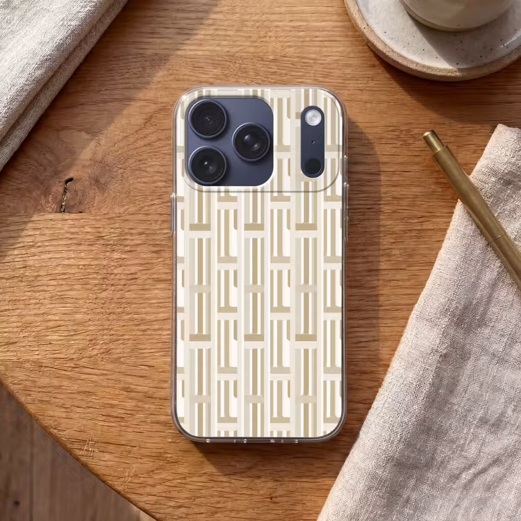 Modern - Geometrisch - Beige Telefoonhoesje iPhone 17 Pro klein 878 -sfeer1