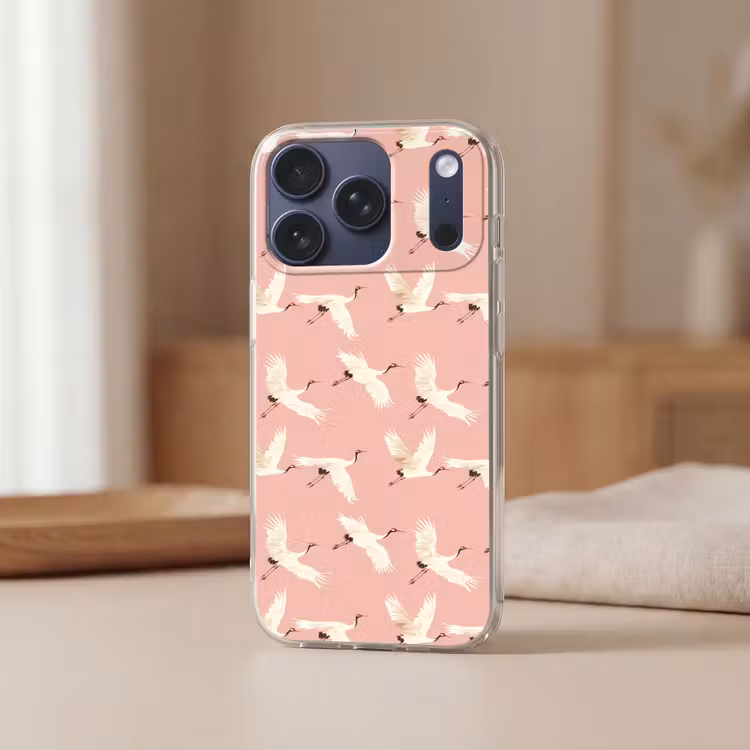 Modern - Kraanvogels - Roze Telefoonhoesje iPhone 17 Pro klein 878 -sfeer2