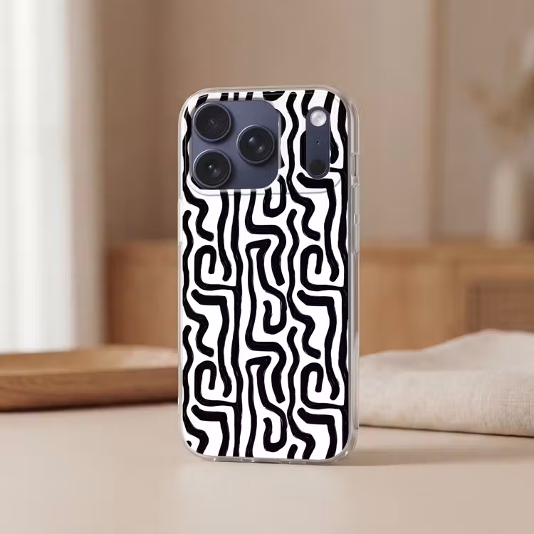 Modern - Lijnen - Zwart Telefoonhoesje iPhone 17 Pro klein 878 -sfeer2