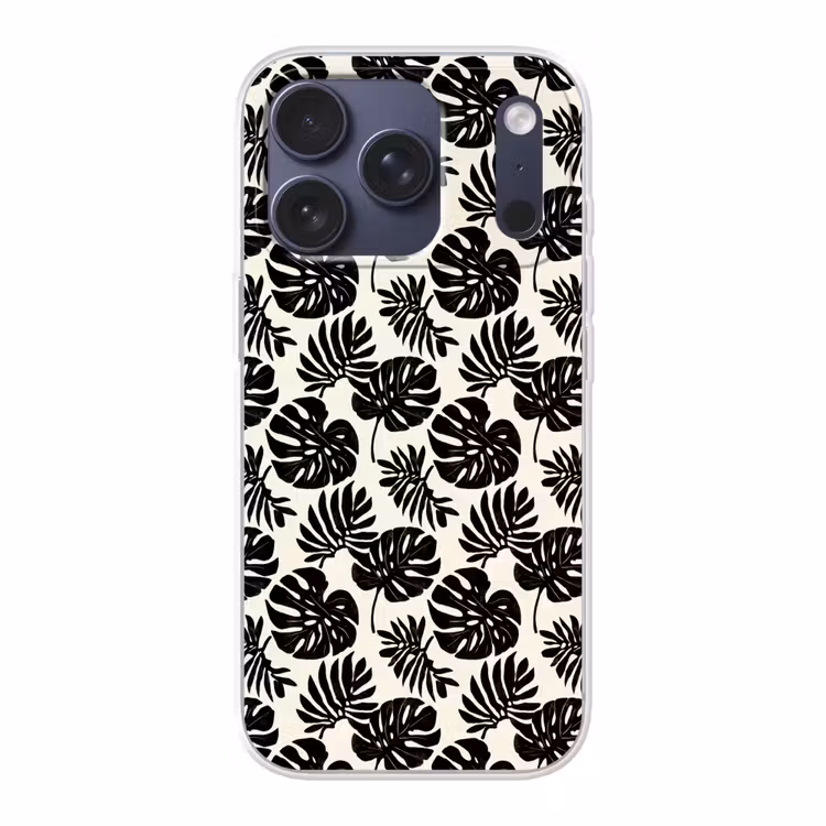 Modern - Monstera - Zwart Telefoonhoesje iPhone 17 Pro klein 878 -3d