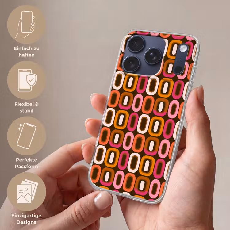 Modern - Retro - Kleurrijk Telefoonhoesje iPhone 17 Pro klein 878 -sfeer3_DE