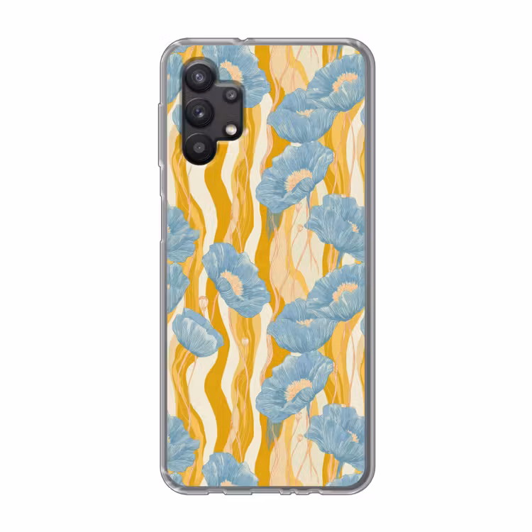Papavers - Botanisch - Blauw Telefoonhoesje Samsung Galaxy A32 5G klein 346 -3d