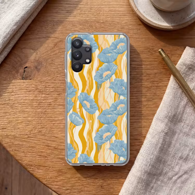 Papavers - Botanisch - Blauw Telefoonhoesje Samsung Galaxy A32 5G klein 346 -sfeer1