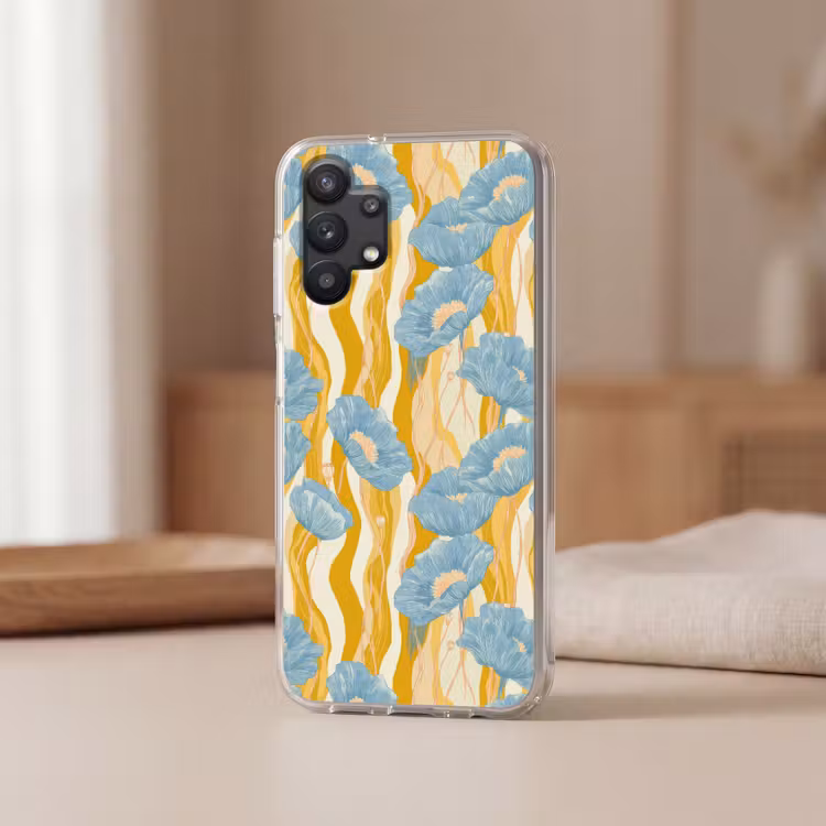 Papavers - Botanisch - Blauw Telefoonhoesje Samsung Galaxy A32 5G klein 346 -sfeer2