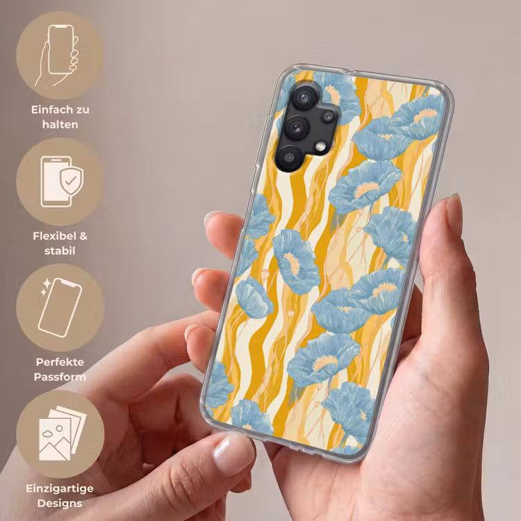 Papavers - Botanisch - Blauw Telefoonhoesje Samsung Galaxy A32 5G klein 346 -sfeer3_DE