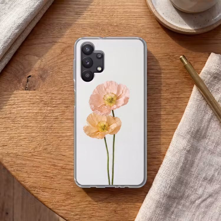 Papavers - Botanisch - Roze Telefoonhoesje Samsung Galaxy A32 5G klein -sfeer1