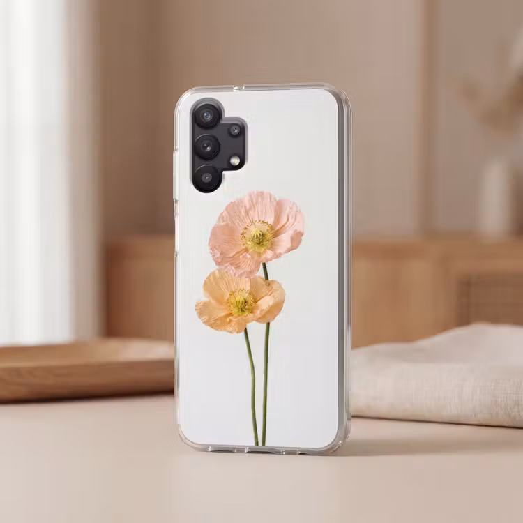 Papavers - Botanisch - Roze Telefoonhoesje Samsung Galaxy A32 5G klein -sfeer2