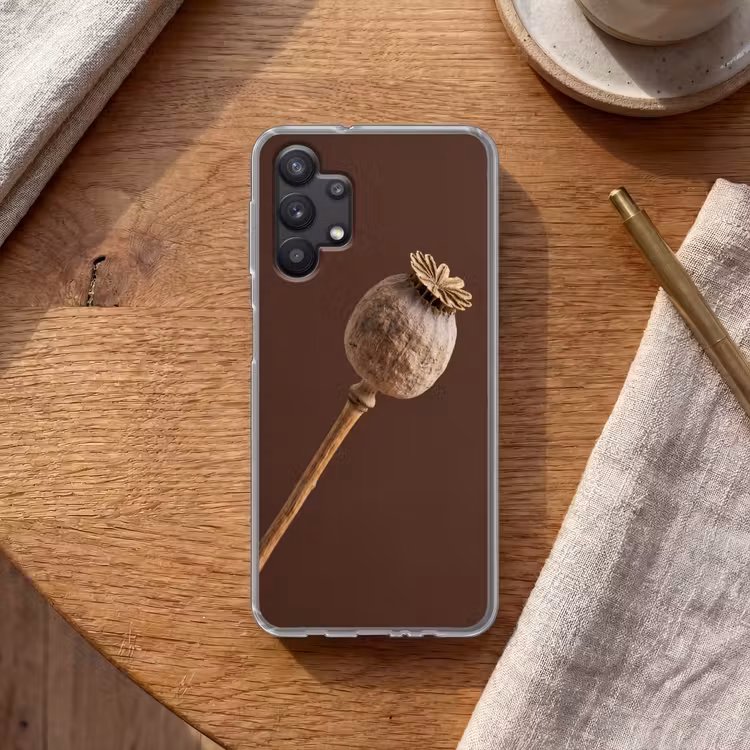 Papaverbol - Droogbloem - Bruin - Minimalistisch Telefoonhoesje Samsung Galaxy A32 5G klein -sfeer1