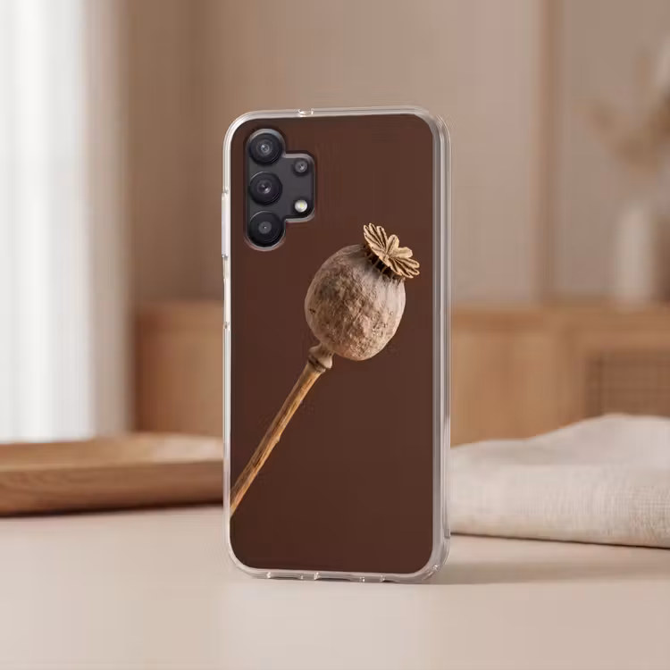Papaverbol - Droogbloem - Bruin - Minimalistisch Telefoonhoesje Samsung Galaxy A32 5G klein -sfeer2