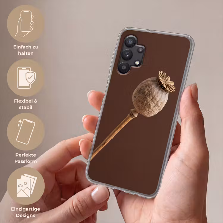 Papaverbol - Droogbloem - Bruin - Minimalistisch Telefoonhoesje Samsung Galaxy A32 5G klein -sfeer3_DE