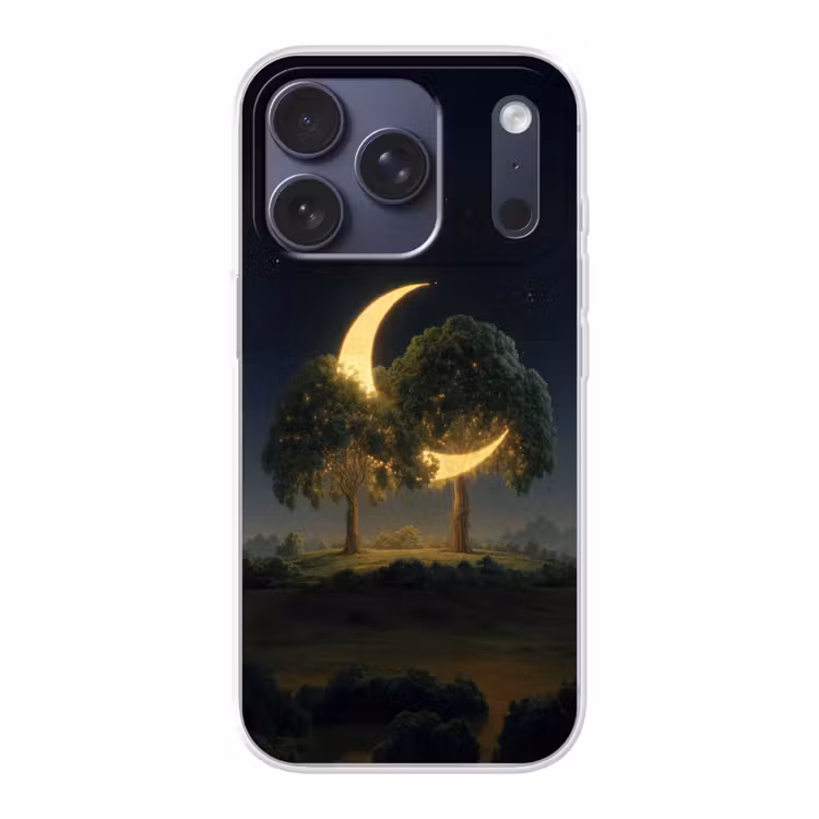 Maan - Bomen - Rust Telefoonhoesje iPhone 17 Pro klein -3d