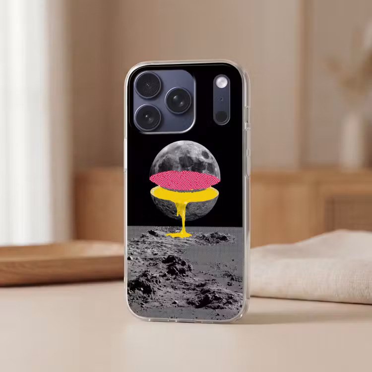 Maan - Geel - Roze - Zwart Telefoonhoesje iPhone 17 Pro klein -sfeer2