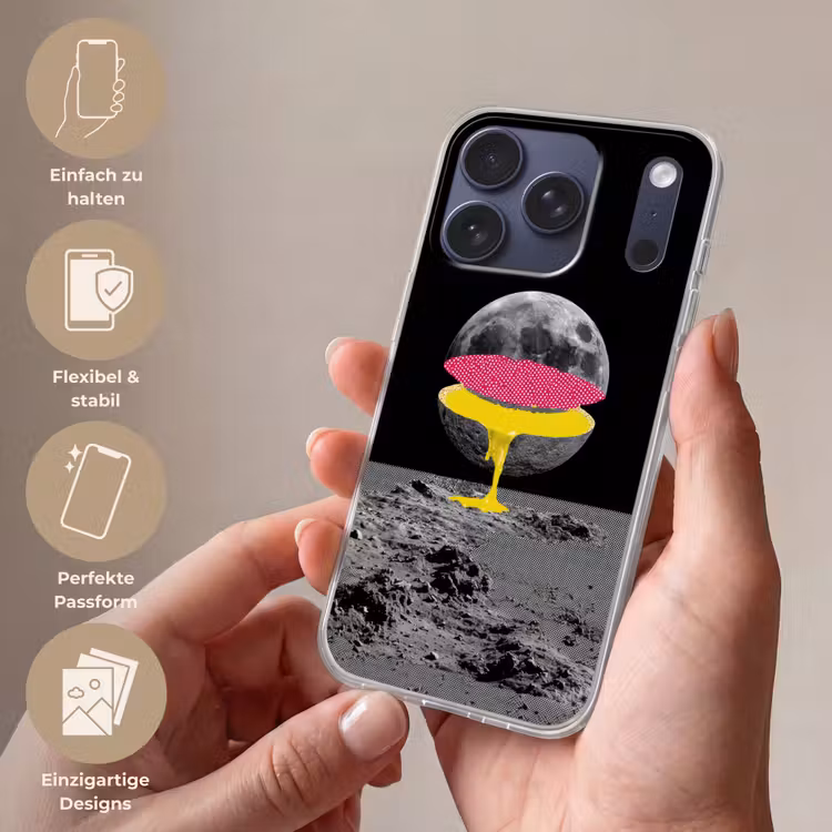 Maan - Geel - Roze - Zwart Telefoonhoesje iPhone 17 Pro klein -sfeer3_DE