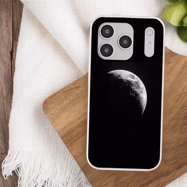 Maan - Hemel - Zwart - Schaduw Telefoonhoesje iPhone 17 Pro klein -sfeer1
