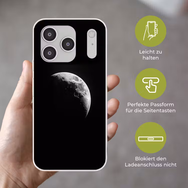 Maan - Hemel - Zwart - Schaduw Telefoonhoesje iPhone 17 Pro klein -sfeer3_DE