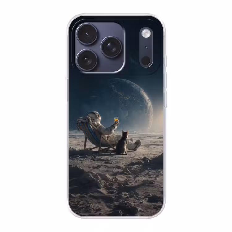 Maan - Kat - Astronaut - Ruimte Telefoonhoesje iPhone 17 Pro klein -3d