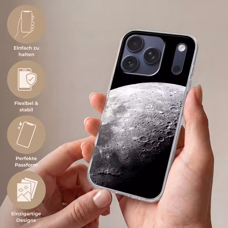Handyhülle - Mond – Krater – Weltraum - Maan - Kraters - Ruimte Telefoonhoesje iPhone 17 Pro klein
