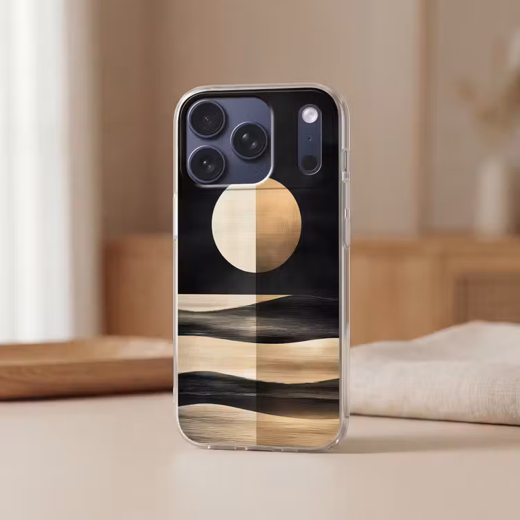 Maan - Cirkel - Goud Telefoonhoesje iPhone 17 Pro klein -sfeer2