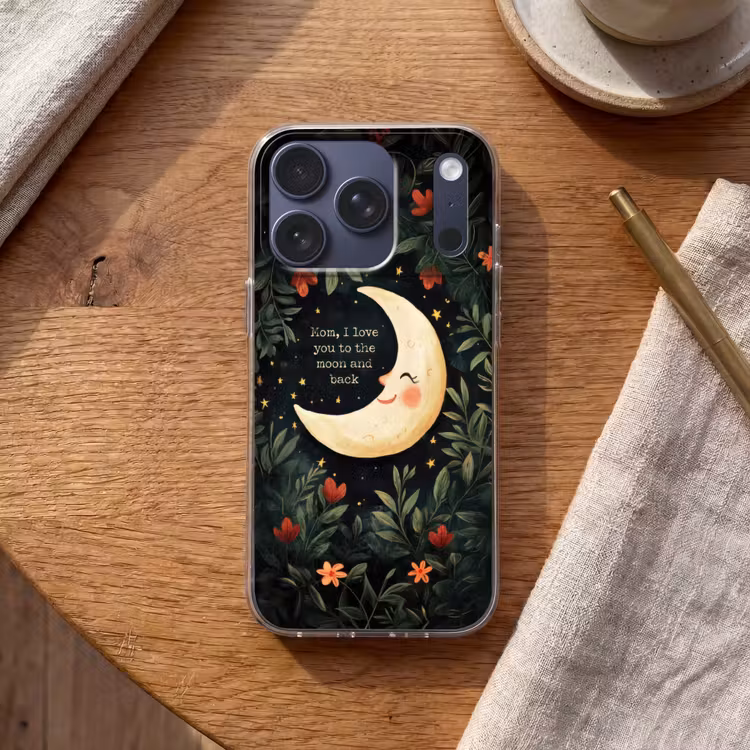Maan - Quote - Bloemen - Sterren Telefoonhoesje iPhone 17 Pro klein -sfeer1
