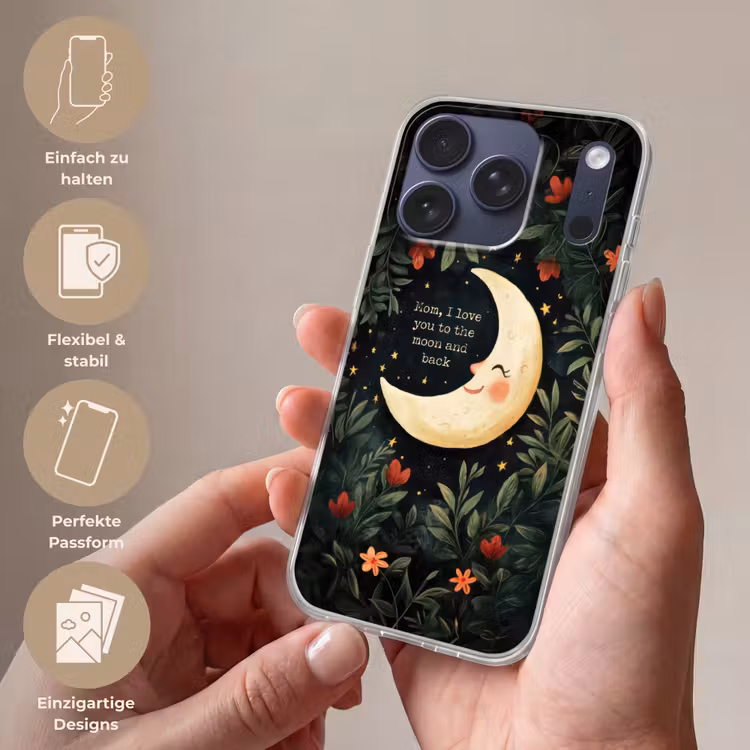 Maan - Quote - Bloemen - Sterren Telefoonhoesje iPhone 17 Pro klein -sfeer3_DE