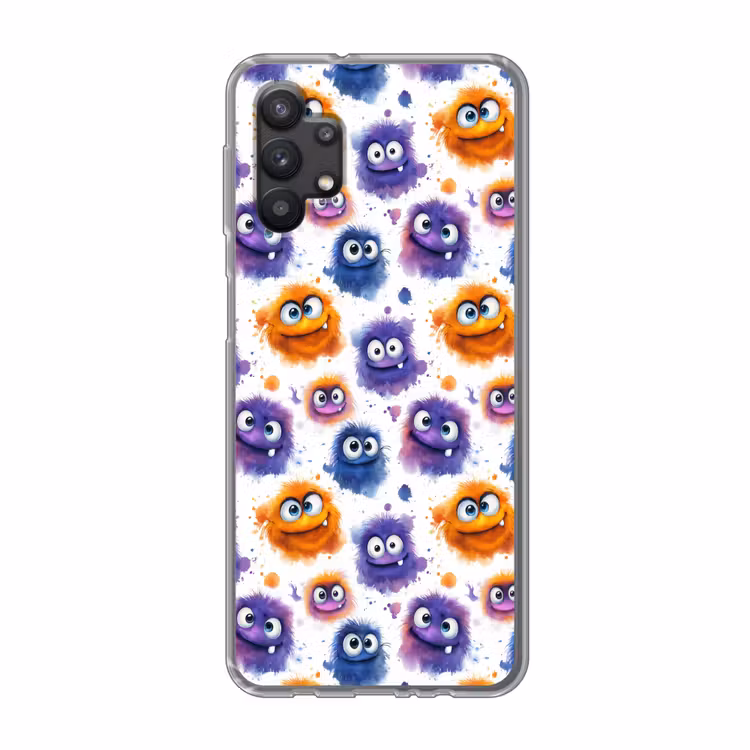 Monstertjes - Aquarel - Kleurrijk Telefoonhoesje Samsung Galaxy A32 5G klein 346 -3d