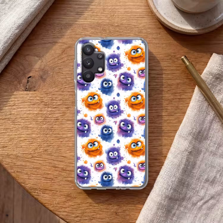 Monstertjes - Aquarel - Kleurrijk Telefoonhoesje Samsung Galaxy A32 5G klein 346 -sfeer1
