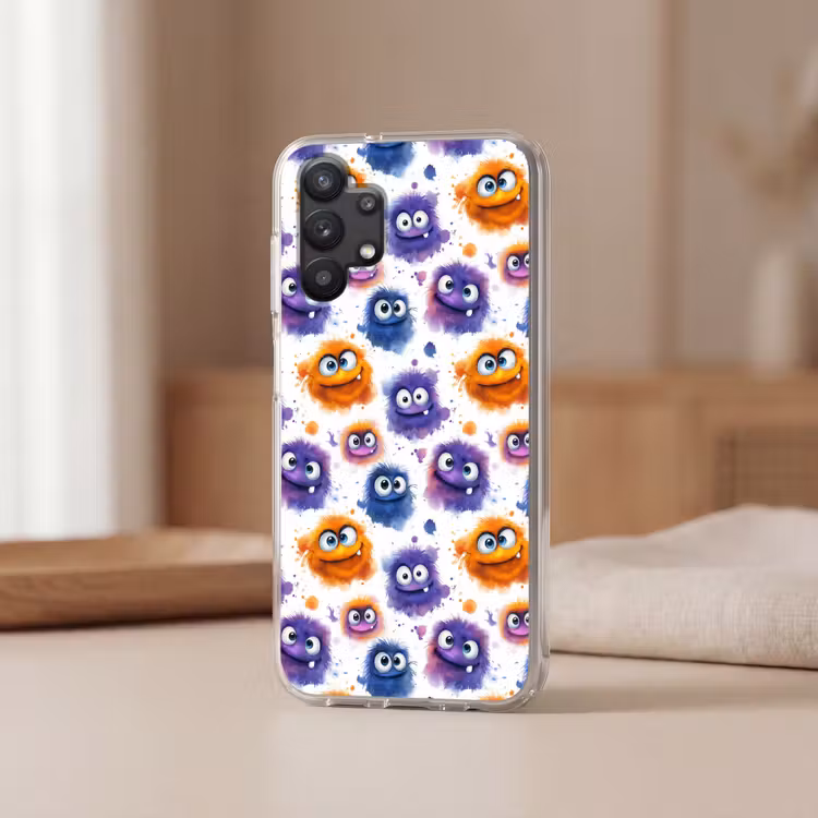 Monstertjes - Aquarel - Kleurrijk Telefoonhoesje Samsung Galaxy A32 5G klein 346 -sfeer2