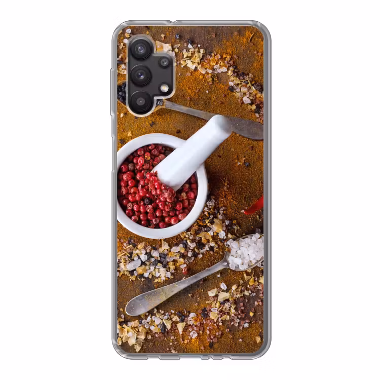 Vijzel - Kruiden - Lepels - Specerijen - Bruin - Peper Telefoonhoesje Samsung Galaxy A32 5G klein -3d