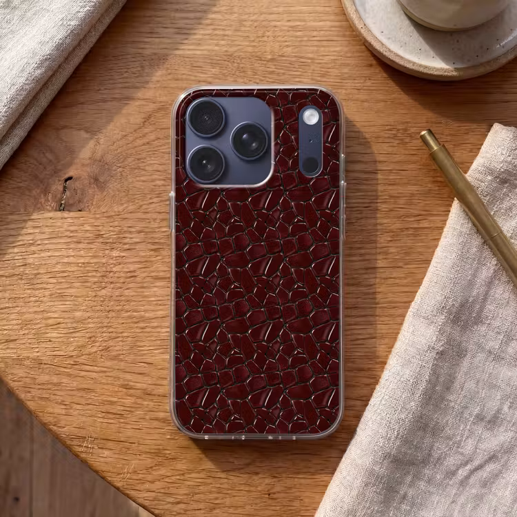 Mozaïek - Tegel - Bordeauxrood Telefoonhoesje iPhone 17 Pro klein 878 -sfeer1