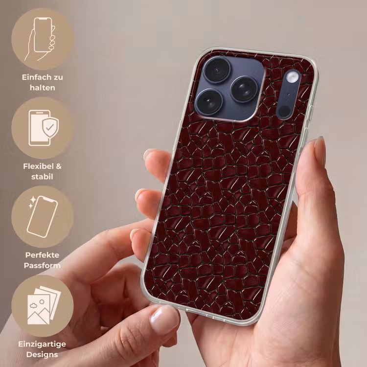 Mozaïek - Tegel - Bordeauxrood Telefoonhoesje iPhone 17 Pro klein 878 -sfeer3_DE