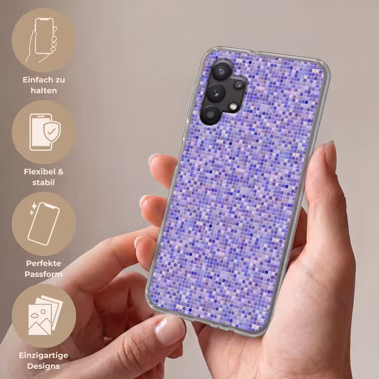 Mozaïek - Tegels - Lila - Amethist Telefoonhoesje Samsung Galaxy A32 5G klein 346 -sfeer3_DE