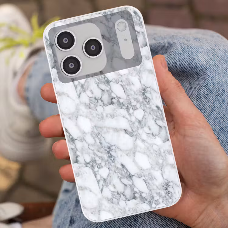 Mozaïek - Marmer - Wit - Onregelmatig Telefoonhoesje iPhone 17 Pro klein 878 -sfeer2