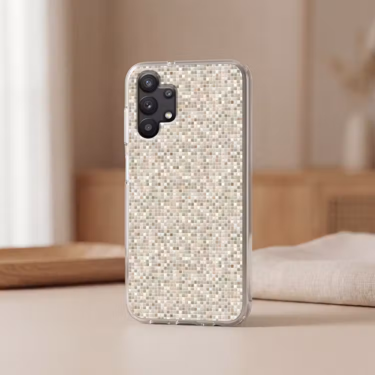 Mozaïek - Patroon- Taupe Telefoonhoesje Samsung Galaxy A32 5G klein 346 -sfeer2