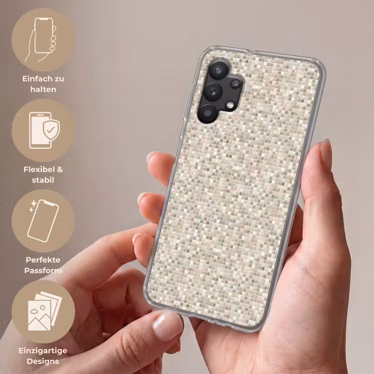 Mozaïek - Patroon- Taupe Telefoonhoesje Samsung Galaxy A32 5G klein 346 -sfeer3_DE