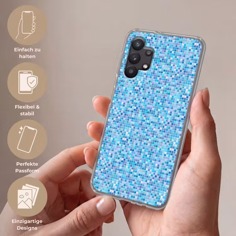 Mozaïek - Patroon - Turquoise Telefoonhoesje Samsung Galaxy A32 5G klein 346 -sfeer3_DE